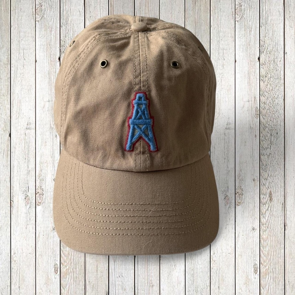 '47 Brand Mens Houston Oilers NFL Hat Khaki Vintage Logo Strapback OSFA